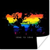Muurdecoratie - Wereldkaart - Pride - Love - 50x50 cm - Poster