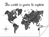 Affiche Carte du Wereldkaart - Voyages - Croquis - 160x120 cm XXL