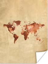 Wereldkaarten - Wereldkaart - Hart - Bruin - 60x80 cm