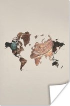 Wanddecoratie - Wereldkaart - Hout - Boom - 40x60 cm - Poster