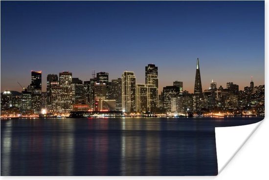 Affiche San Francisco skyline at night 150x75 cm - Tirage photo sur Poster (décoration murale salon / chambre) / Poster Villes