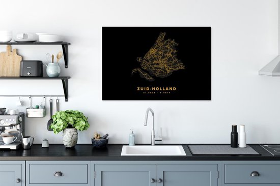 Cadre photo avec affiche - Holland méridionale - Pays- Nederland - Carte - Or - 120x80 cm - Cadre pour affiche