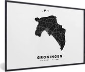 Fotolijst incl. Poster - Groningen - Nederland - Plattegrond - 30x20 cm - Posterlijst - Stadskaart