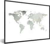 Fotolijst incl. Poster - Wereldkaart - Groen - Wit - 80x60 cm - Posterlijst