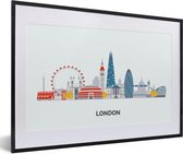 Fotolijst incl. Poster - Londen - Engeland - Skyline - 60x40 cm - Posterlijst