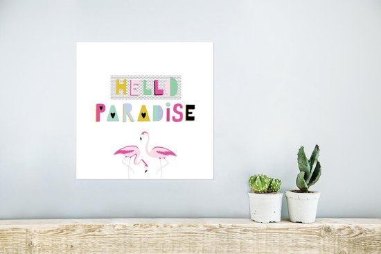 Affiche Flamingo - Été - Rose - 30x30 cm
