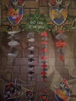 Set 2 Decoratiespiralen Knights & Dragons Dubbelzijdig 2 Ass. (60 Cm)