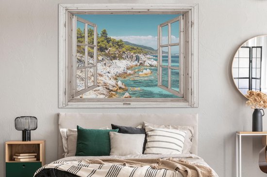 Toile Peinture See Through - Plage - Mer - 160x120 cm - Décoration murale XXL