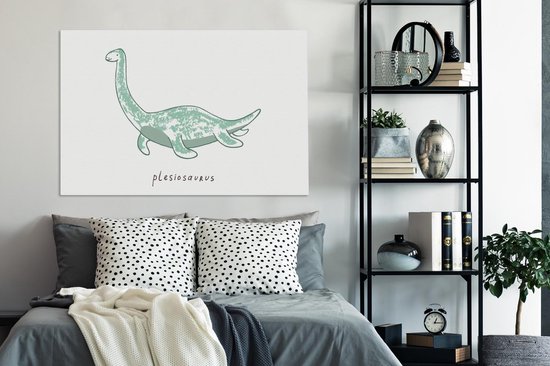 Toile Peinture Chambre d'Enfant - Plésiosaurus - Dinosaurus - 120x80 cm - Décoration murale