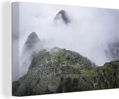 Toile Peinture Pérou - Brouillard - Machu Picchu - 140x90 cm - Décoration murale