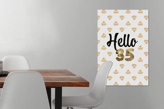 Toile Peinture Anniversaire - 35 ans - Or - 40x60 cm - Décoration murale