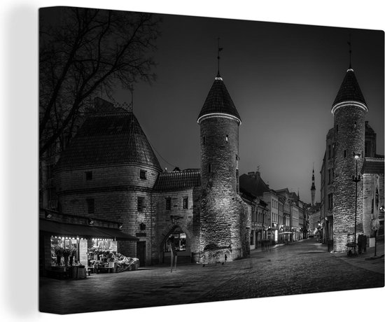 Canvas Schilderij Estland - Poort - Zwart - Wit - 120x80 cm - Wanddecoratie