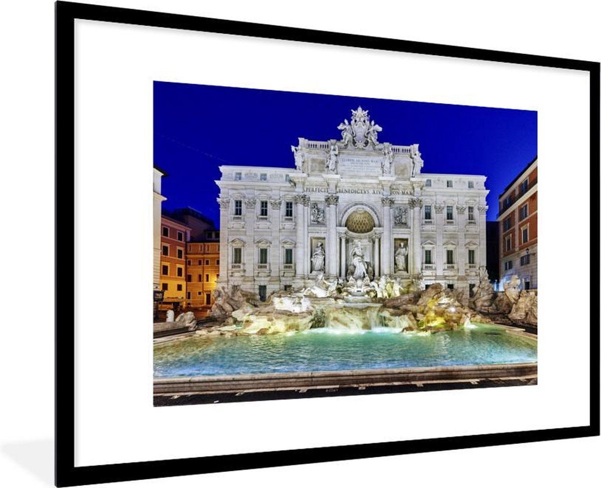 Poster in lijst - Fotolijst 120x80 cm - Posters - Verlichting - Fontein - Rome - Posterlij