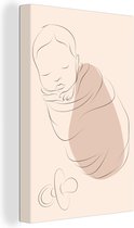 Tableau sur toile Bébé - Tétine - Dessin au Line - 40x60 cm - Décoration murale