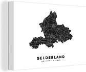 Canvas Schilderij Gelderland - Nederland - Plattegrond - 30x20 cm - Wanddecoratie