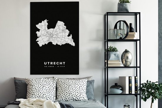 Toile Peinture Utrecht - Nederland - Carte - 90x140 cm - Décoration murale