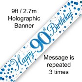 Oaktree - Banner Happy 90 Birthday Blue Holographic