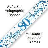 Oaktree - Banner Happy 80 Birthday Blue Holographic