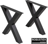 SET (2 X) Stalen X Tafelpoten Zwart Koker 100 x 100 X - Metalen Tafel Onderstel X + 3 jaar garantie