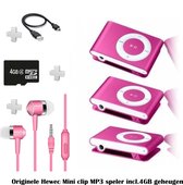 Mini MP3 speler met in-ear koptelefoon Inclusief 4GB Geheugen Roze