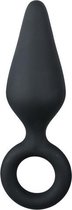 Zwarte buttplug met trekring - large