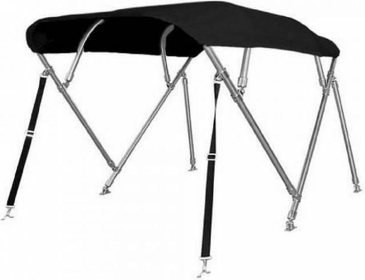 4 Boogs RVS Biminitop Zonnetent ZWART H117-B137-152 cm