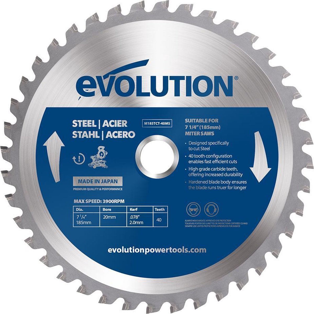 EVOLUTION - ZAAGBLAD ZACHT STAAL - MS - 185 X 20.0 X 2.0 MM - 40 T