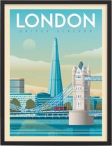 Poster met lijst Vintage Londen - 30 x 40