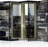 Vouwscherm - Uitzicht op Parijs 225x172cm , gemonteerd geleverd (kamerscherm) dubbelzijdig geprint