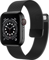 Milanees Bandje Geschikt voor Apple Watch SE 40mm - Zwart Bandje