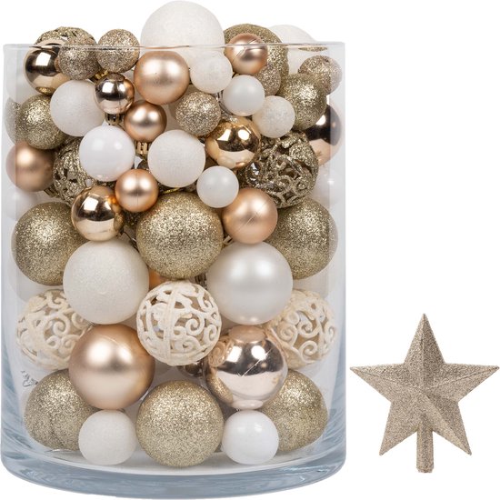Kerstballen Plastic – Kerstversiering Champagne & - Kerstbal Set Van 101 Stuks Met... |