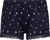 Hunkemöller Dames Nachtmode Shorts Velours Lace - Blauw - maat XL