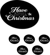 Onderzetters voor glazen - Rond - Kerst - Have yourself a merry little Christmas - Spreuken - Quotes - 10x10 cm - Glasonderzetters - 6 stuks
