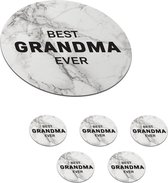 Onderzetters voor glazen - Rond - Best grandma ever - Quotes - Spreuken - Oma - 10x10 cm - Glasonderzetters - 6 stuks
