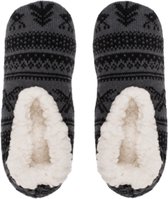Sloffen heren - Zwart - Maat 41/42/43/44 - Pantoffels mannen - Rendieren - Kerstcadeau - Kerst