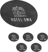 Onderzetters voor glazen - Rond - Spreuken - Hotel oma - Quotes - Grootmoeder - 10x10 cm - Glasonderzetters - 6 stuks