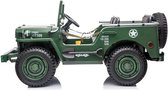 Elektrische kinderauto - Leger Jeep - 163x81x82 cm - 2,4Ghz afstandbediening - groen