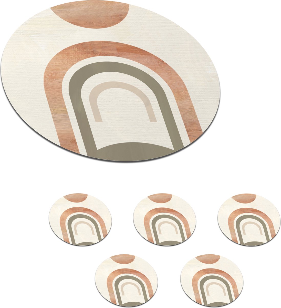 Onderzetters voor glazen - Rond - Design - Roze - Abstract - 10x10 cm - Glasonderzetters - 6 stuks