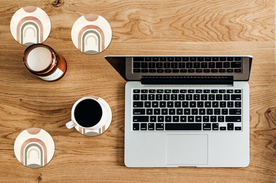 Sous-verres pour verres - Rond - Design - Rose - Abstrait - 10x10 cm - Sous-verres en verre - 6 pièces