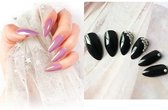 2 pakken luxe french plaknagels - 48 stuks - nepnagels - french nagels - mooie plaknagels - plak nagels - nep nagels - nagellijm - lange nepnagels - false nails - nail stickers - Roze en Zwar