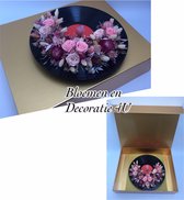 Een speciale bloemstuk van droogbloemen gecombineerd met geconserveerde rozen op LP (vinyl)/ Een wanddecoratie / 30cm doorsnede  / Stylvol en Luxe / Eyecatching  /Flower arrangement on LP  / 