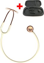 Hospitrix Stethoscoop Professional Line Pink Gold Edition Wit + Gratis Premium Opberghoes - Dubbelzijdig - Medisch - Roestvrij Stalen
