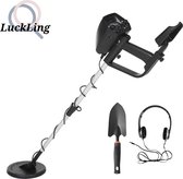 Luckling® Metaaldetector || Metaaldetectie Hoge Precisie || Detectie Apparaat Tot 50cm || Verstelbare Metaaldetector met Koptelefoonaansluiting || Inclusief Schep en Koptelefoon