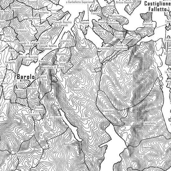 Brushery - Affiche de Vin - Barolo - Italie - Carte des Vins - Noir et Blanc