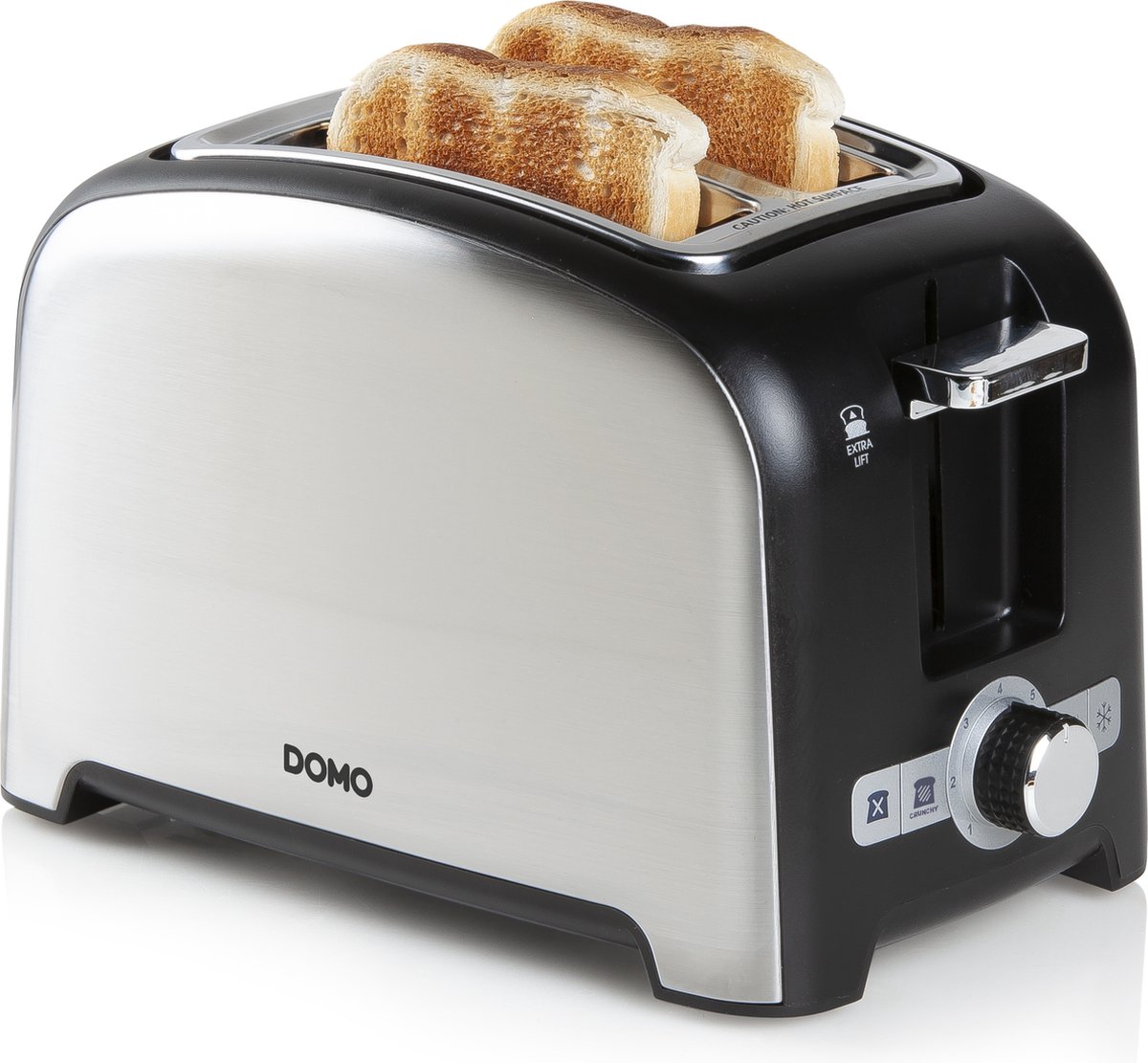 Domo DO959T - Broodrooster - 2 sleuven - opwarmrek - RVS