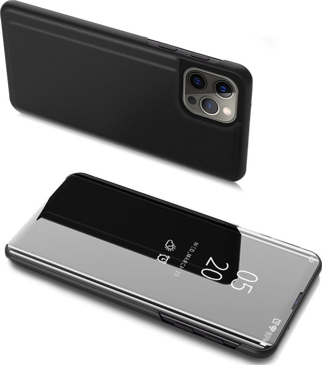 Clearview iPhone 13 Mini hoesje zwart - BackCover - met kickstand - horizontale plaatsing mogelijk
