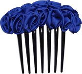 Jessidress® Insteekkammen Dames Haarschuifje met Satijnen Bloemen Haarspeld Dames Haarkam Haarclip Haarbloemen - Blauw