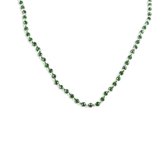 Silventi 9SIL-21195 Zilveren Ketting met Bolletjes - Groene Zandsteen - 3,3 mm - 38 + 5 mm - Rhodium - Donker Groen - Zilver