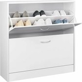 Schoenenrek - bank - houten - mobiel-schoenenrek - witte - schoenen plank - organizer - voor thuis