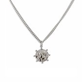 Silventi 9SIL-21184 Zilveren Gourmette Ketting met Hangertje - Muntje - 11 mm Doorsnee - 38 + 5 cm - 2 mm Dik - Rhodium - Zilver